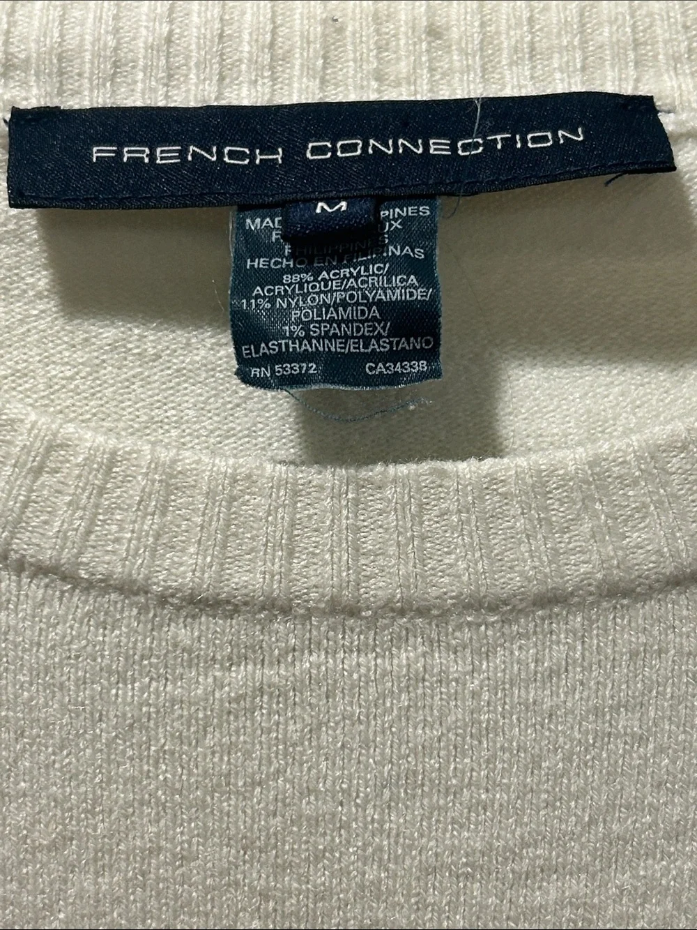French Connection Cream Crewneck Sweater Medium